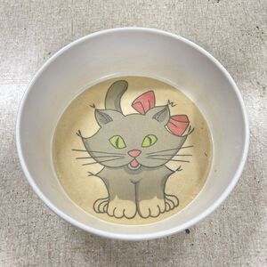 Vtg 50s 60s Prolon Melmac Childs Dish Set Bowl With Cat Kitten Art On It